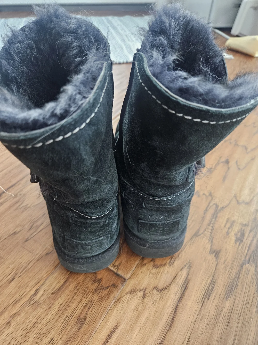 UGG Black Suede Shearling-Lined Winter Boots